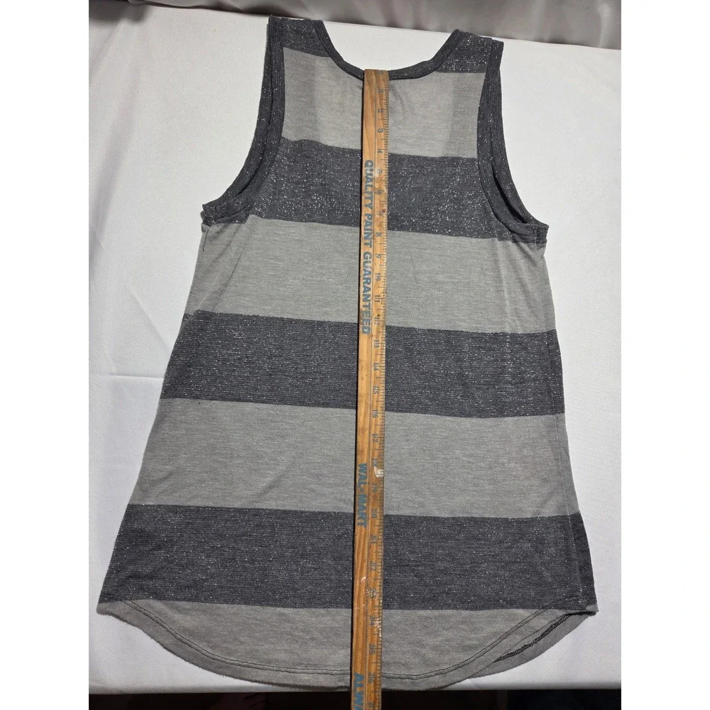 Converse One Star Womens Grey Striped Metallic Sparkle Tank‎ Top Scoop Neck L